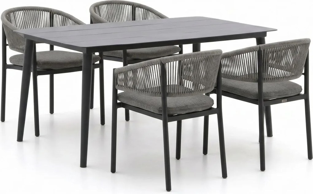 + 10% kassakorting | Diningset Bellagio  | 4 personen aluminium | Tuinset stapelbaar | 5-delig | Kees Smit Tuinmeubelen