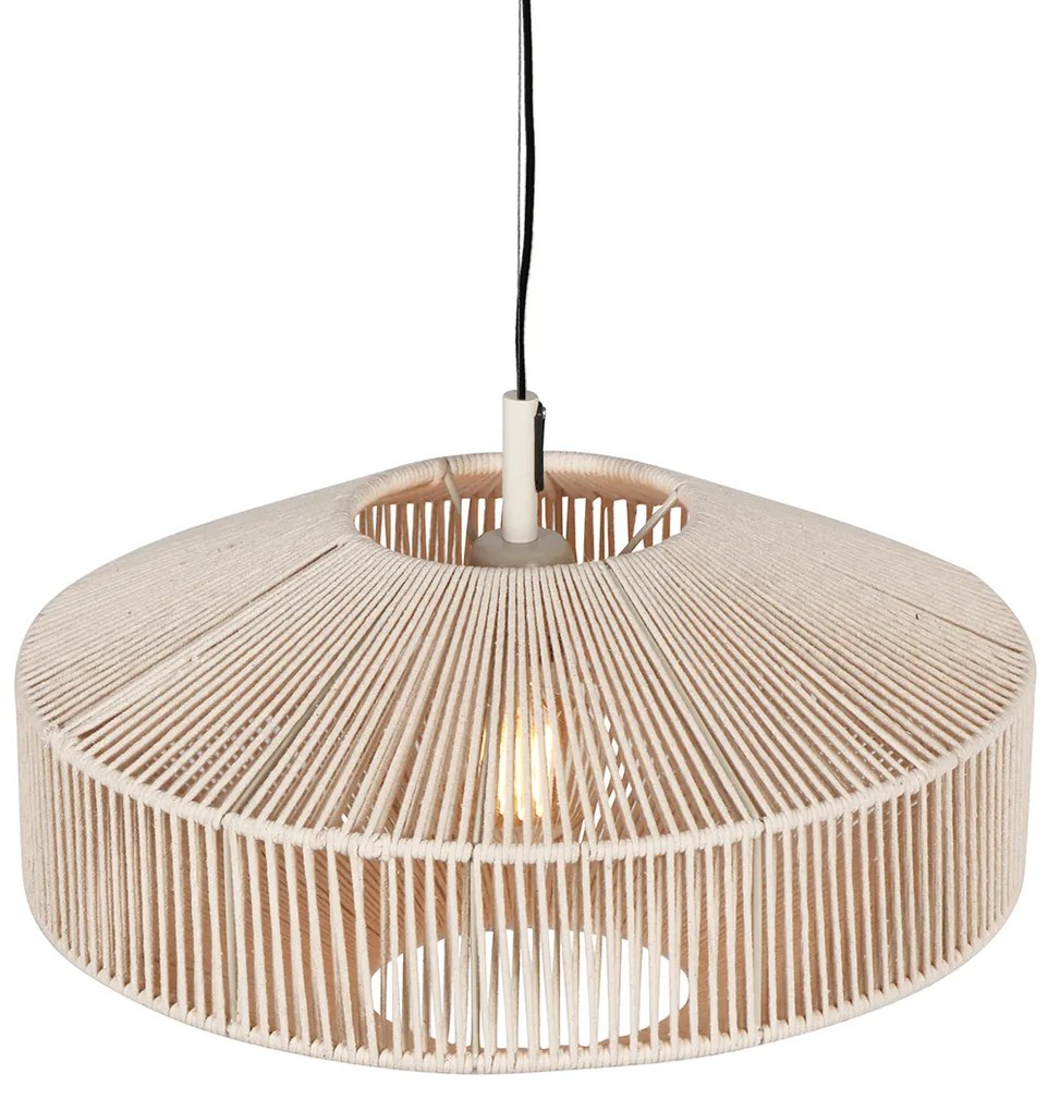 Japandi hanglamp bruin touw 46cm - SveaJapandi E27 rond Binnenverlichting Lamp