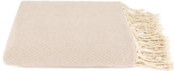 Plaid of grand foulard beige katoen ingeweven ruit