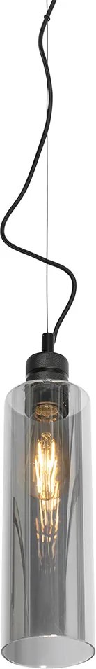 Moderne hanglamp zwart met smoke glas - Stavelot