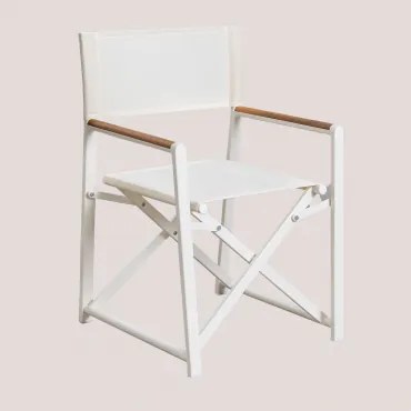 Set Van 4 Opvouwbare Regisseursstoelen Van Aluminium En Teakhout Jordana Gardenia Wit - Sklum