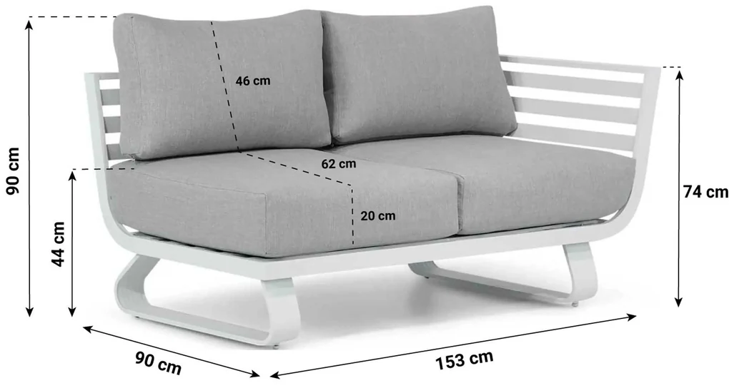 Hoek loungeset 6 personen Aluminium Wit Santika Furniture Santika Sovita