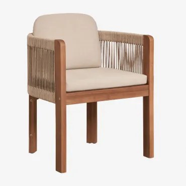 Set Van 2 Eetkamerstoelen Met Armleuningen In Acaciahout En Gevlochten Serel-touw Acacia Bruin - Sklum