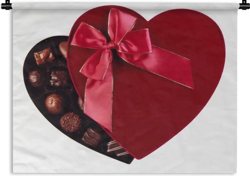 Wandkleed Bonbons - Een doos bonbons voor je valentijn Wandkleed katoen 150x112 cm - Wandtapijt met foto