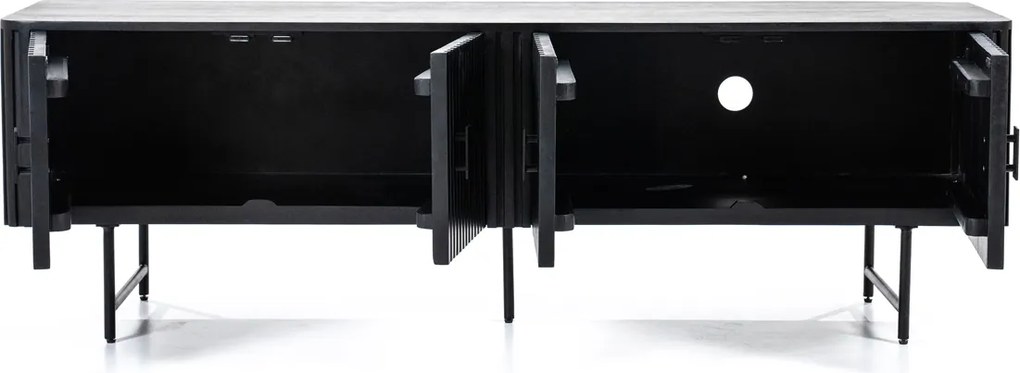 Zwart Tv-meubel Ronde Hoeken - 170x45x56cm.