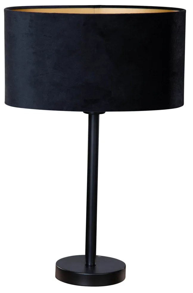 Tafellamp zwart met ovale velours kap zwart 35cm - Simplo Modern, Klassiek / Antiek E27 rond Binnenverlichting Lamp