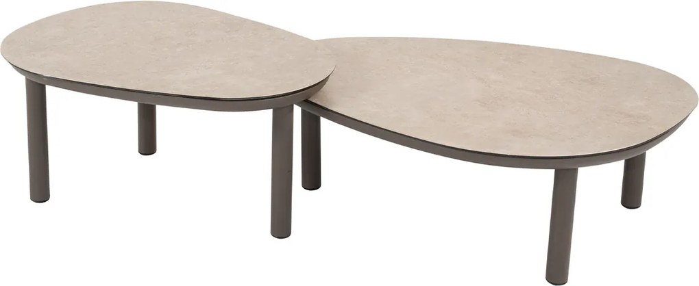 4 Seasons Monroe loungetafels Ø65xH32 cm en Ø80xH27 cm - terre