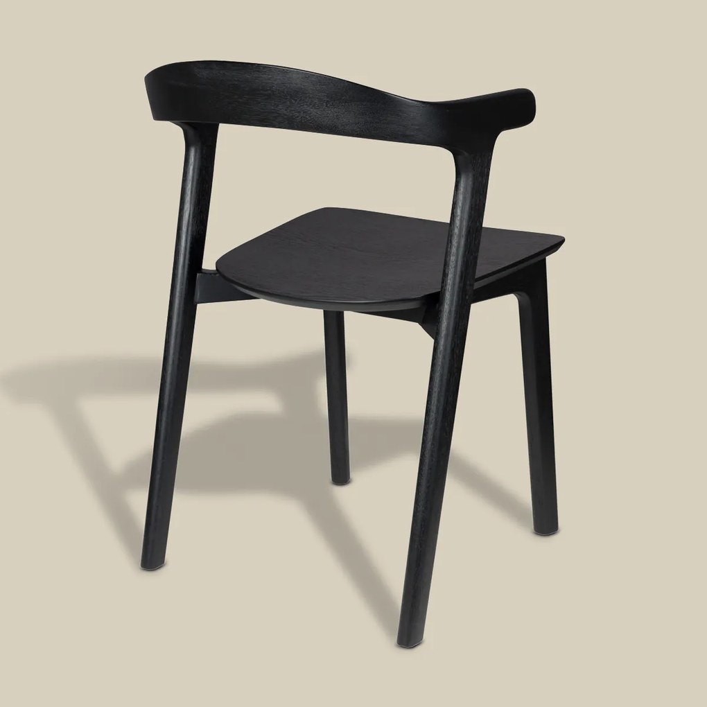 Houten Eetkamerstoel Zwart Minimalistisch