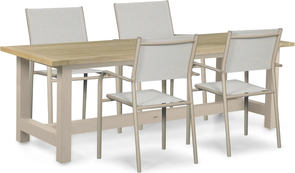 Tuinset 4 personen 200 cm Aluminium Taupe Presto Brentino/San