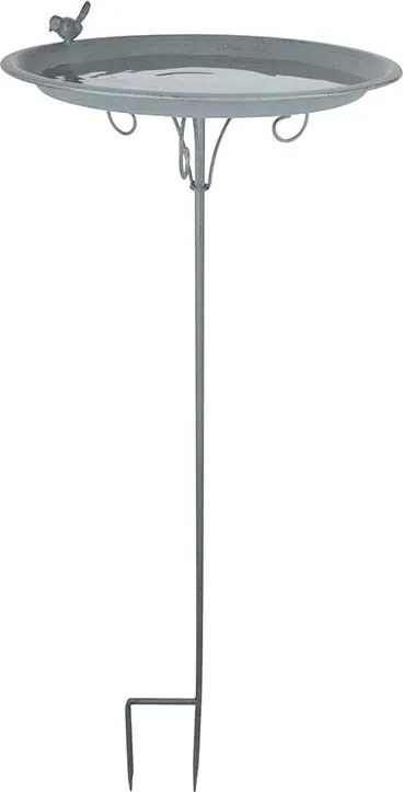 Esschert Design grey Metal vogelbad op pin - LxBxH: 35,1x35,1x106cm