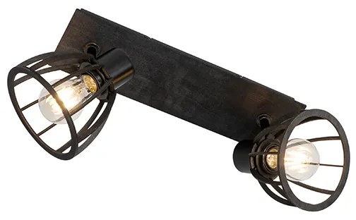 Industriële plafondlamp zwart 2-lichts - Fotu
