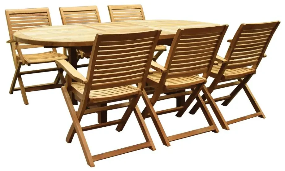 Arona Ovaal uitschuifbare dining tuinset 160-210x90 cm blad 2,8 cm 7-delig teak