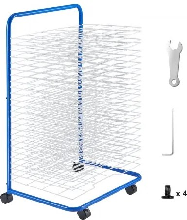 VEVOR Kunstdroogrek met 25 verwijderbare planken (584 x 400 mm) Droogrek met vergrendelbare wielen, koolstofstalen schilderijdroogrek voor kunstwerken in klaslokalen