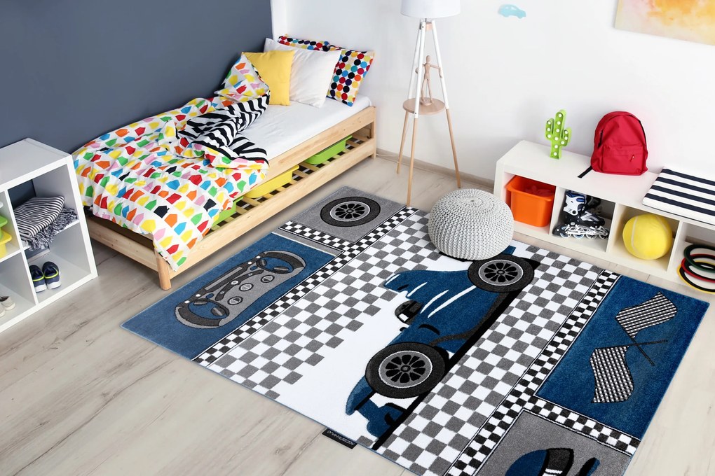 Tapijt PETIT RACE auto FORMULE 1 AUTO blauw