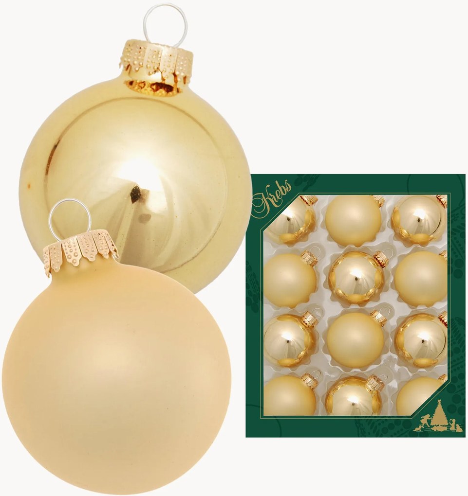 Handbeschilderde kerstballen Plain, 12-delig