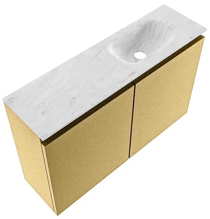 Mondiaz Ture DLux toiletmeubel 80cm oro met wastafel opalo rechts met kraangat