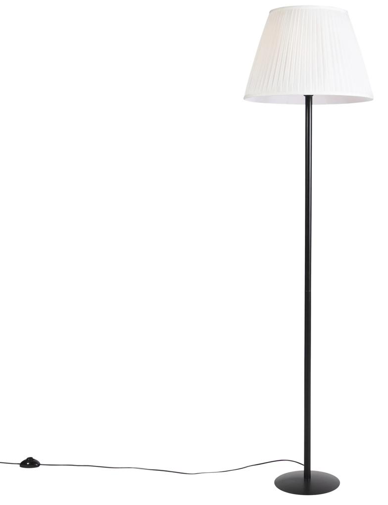 Moderne vloerlamp zwart met witte plisse kap 45 cm - Simplo Landelijk / Rustiek E27 cilinder / rond rond Binnenverlichting Lamp