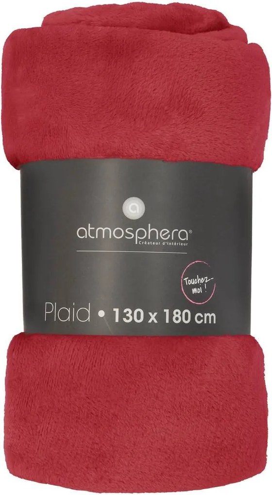 Atmosphera plaid Flanel Uni 130x180cm - Rood
