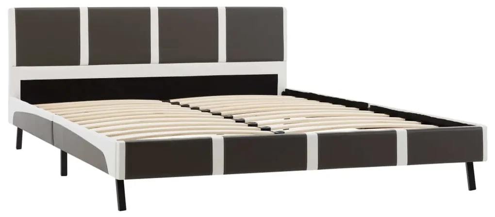 vidaXL Bedframe kunstleer grijs en wit 140x200 cm