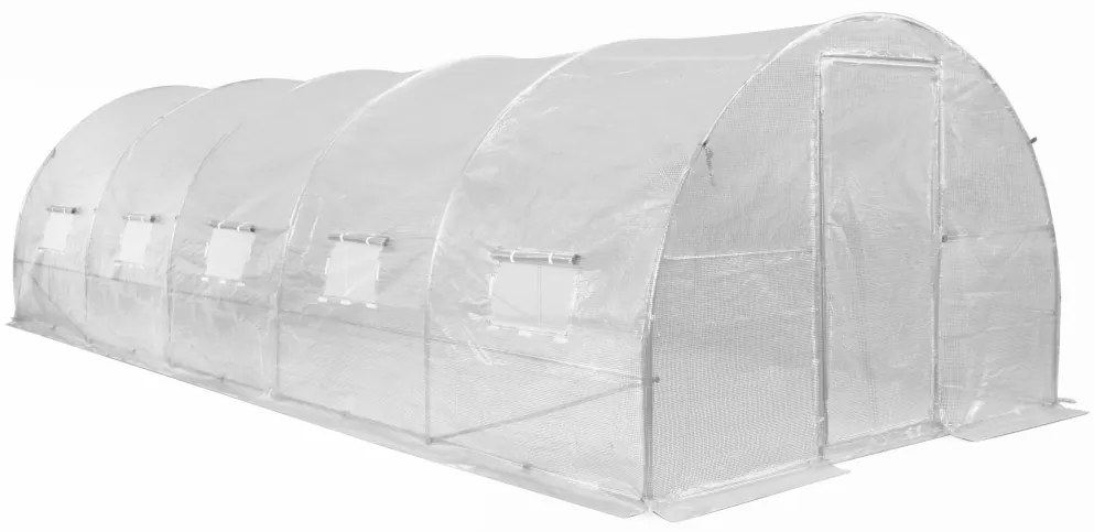 Folie tunnel met metalen frame 3x8m Garden Point wit met deur