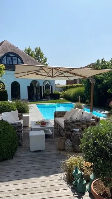 4-Seasons Hacienda zweefparasol 300 x 400 cm. - Woodlook/Sand