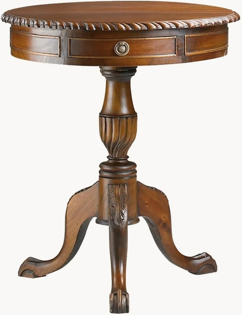 Ronde mahoniehouten bistrotafel Henry met lades, handgemaakt, Ø 60 cm