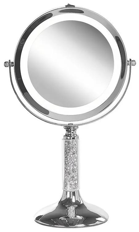 Verlichte zilveren make-up spiegel ø 18 cm BAIXAS Beliani