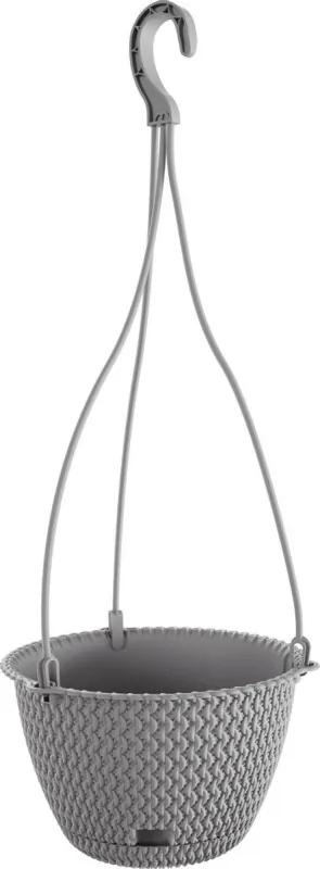 1x Stuks lichtgrijze ophang Splofy kunststof bloempotten/plantenpotten met schotel 4,8 liter - 27 cm - Tuin hangdecoratie