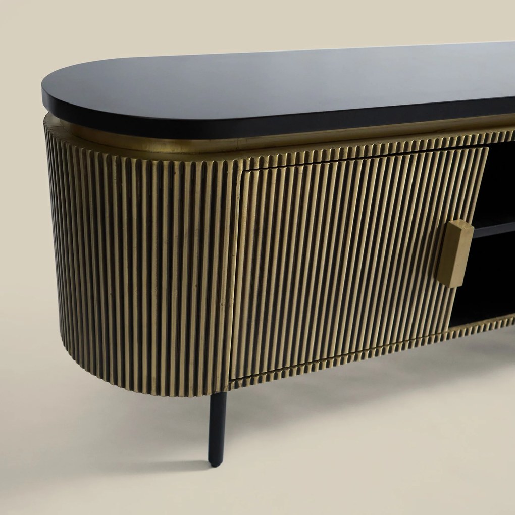 Tv-meubel Goud Met Ribbels - 160x40x60cm.