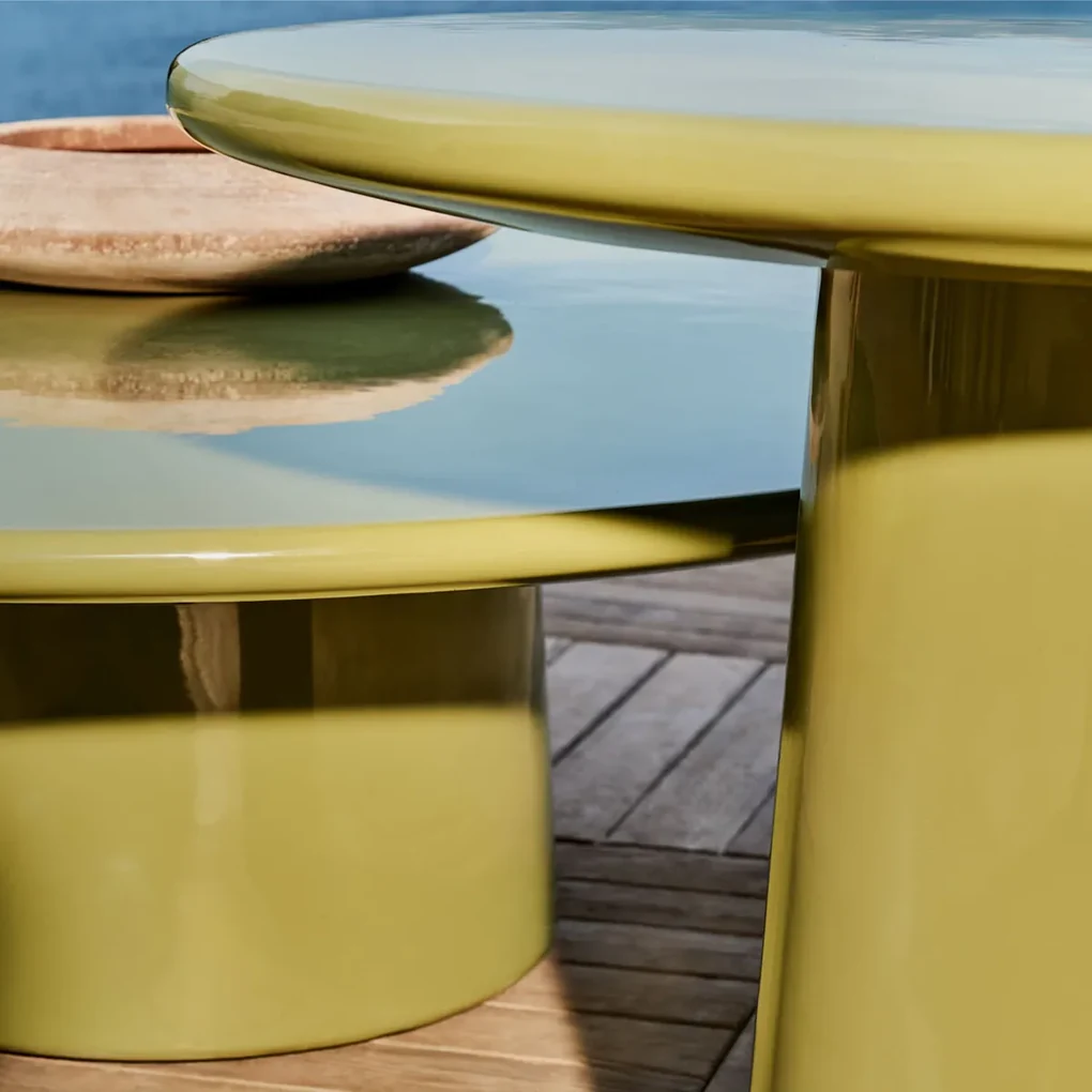 Kave Home Albanella Ronde Salontafel Groen Glanzend Cement 110 Cm - 110 X 110cm.
