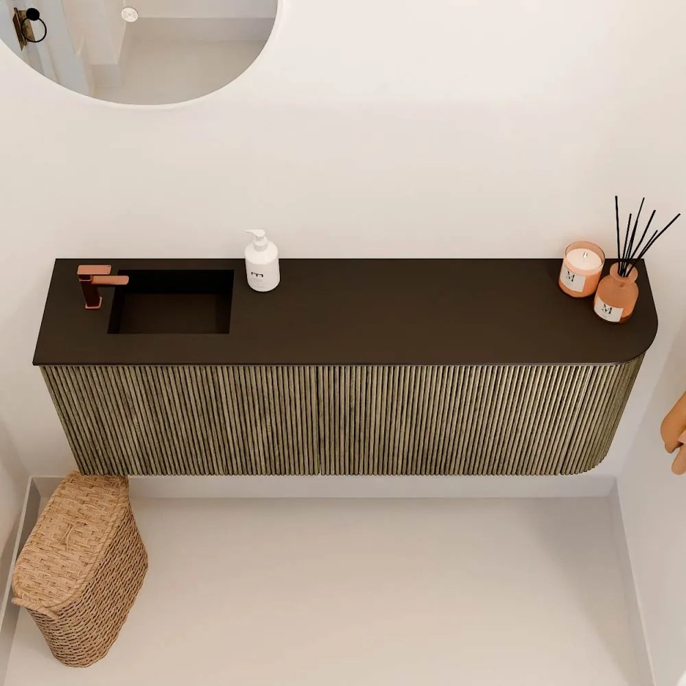 Mondiaz Joya 110cm toiletmeubel ronding rechts dusk met wastafel faye links 1 kraangat urban