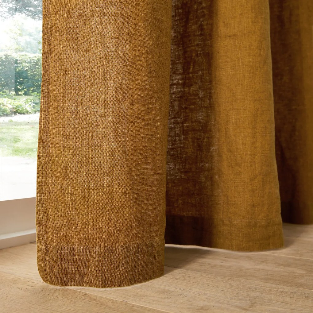 Linnen schermgordijn, met aangerimpelde bies en wave, ELBA