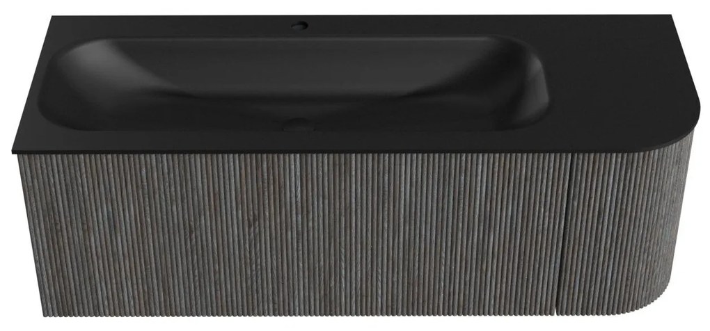 Mondiaz Kurve 125cm badmeubel ronding rechts shadow met 1 lade en deur en wastafel big medium kraangat links urban