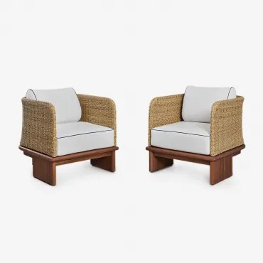 Set Van 2 Fauteuils Van Rotan En Acaciahout Famara Donker Acaciabruin - Sklum