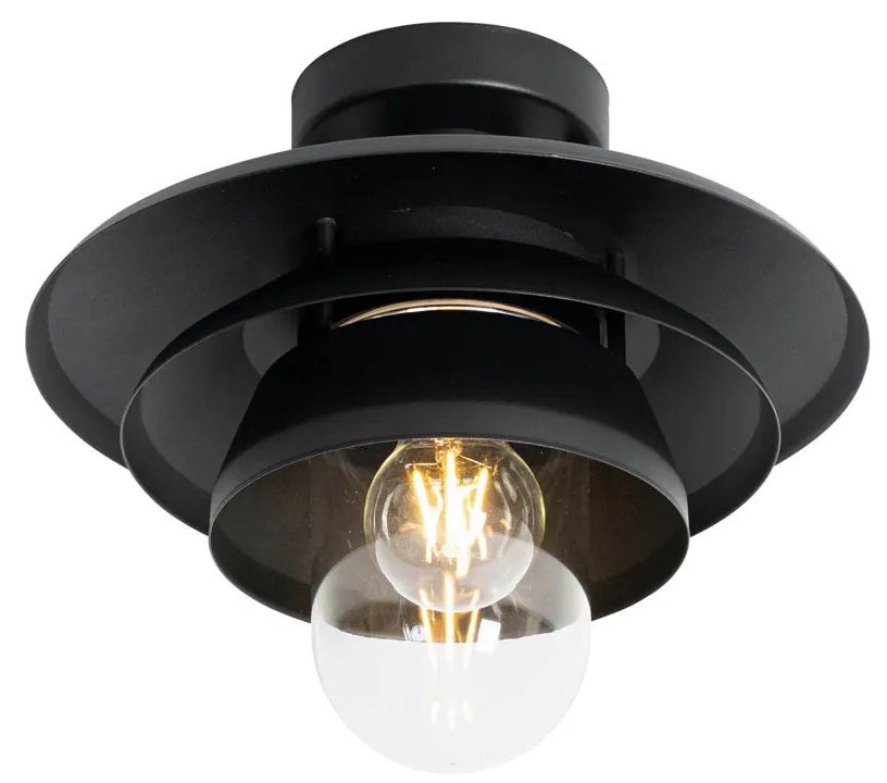 Design buiten plafondlamp zwart IP44 - Morty Design E27 IP44 Buitenverlichting rond