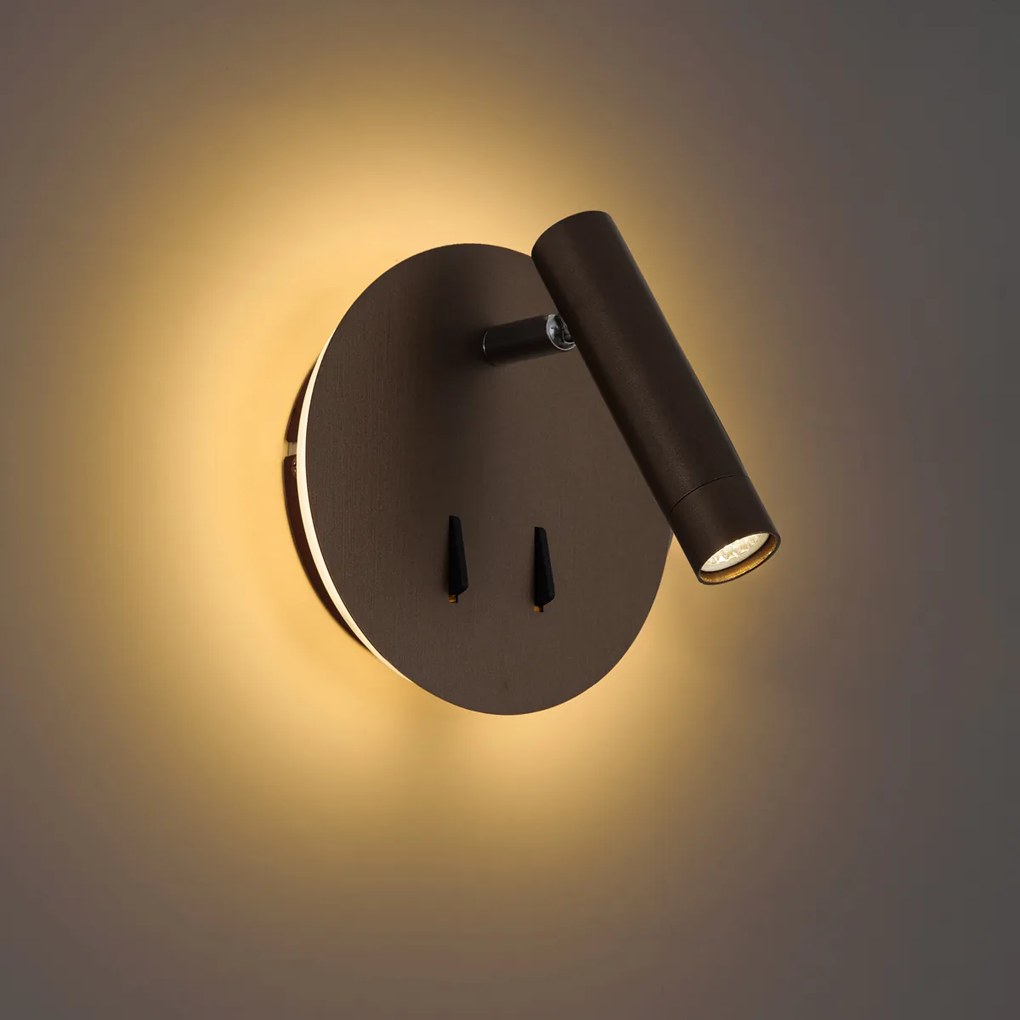 Moderne wandlamp donkerbrons incl. LED met USB-C - Croft