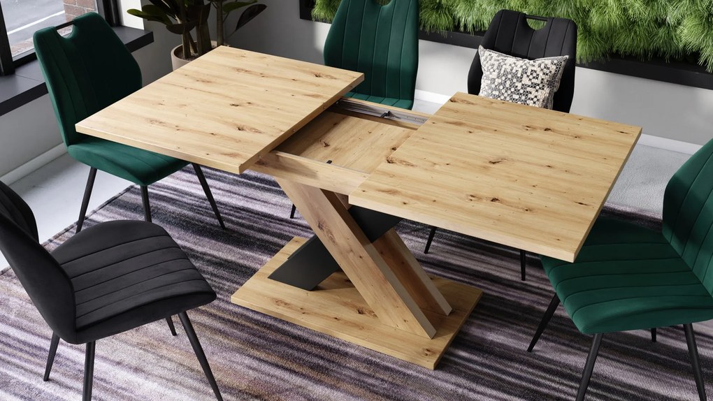 KARO Artisan eiken / zwart mat - MODERNE UITSCHUIFBARE TAFEL TOT 180 cm!