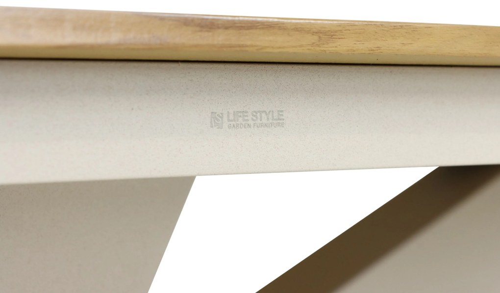 Dining Tuintafel rechthoekig 220 x 100 cm Aluminium/Polywood (teakfinish) Taupe Camila