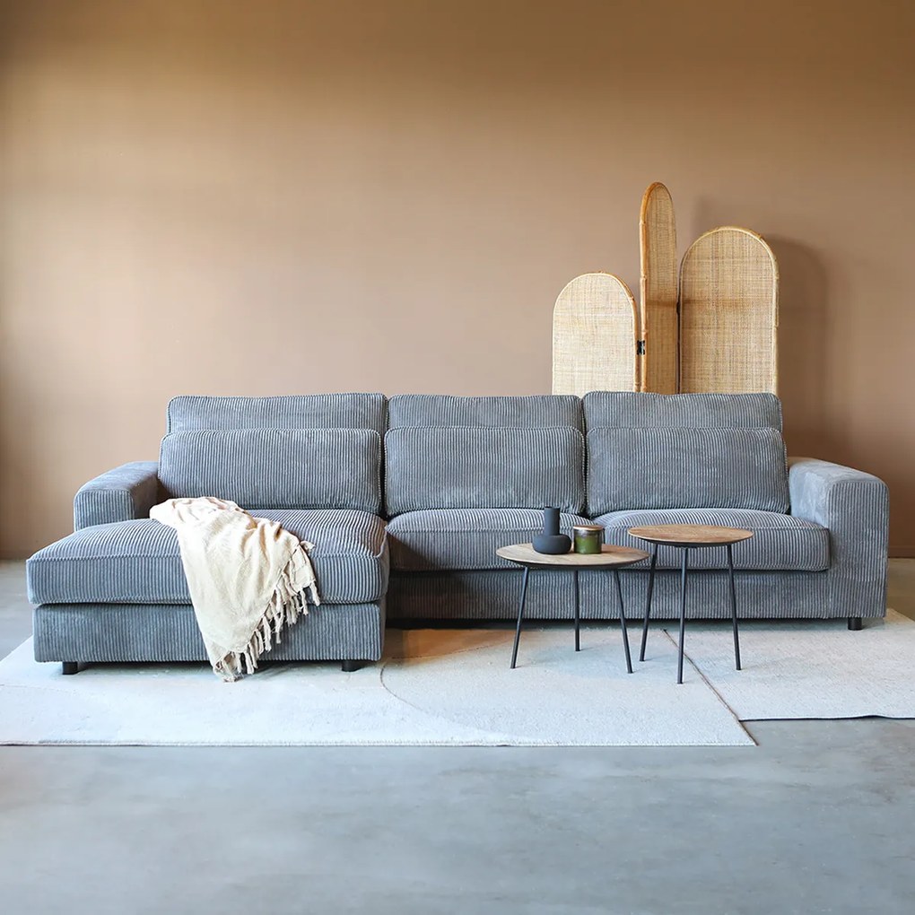 PEPP Interiors Lech Hoekbank Grijze Ribstof