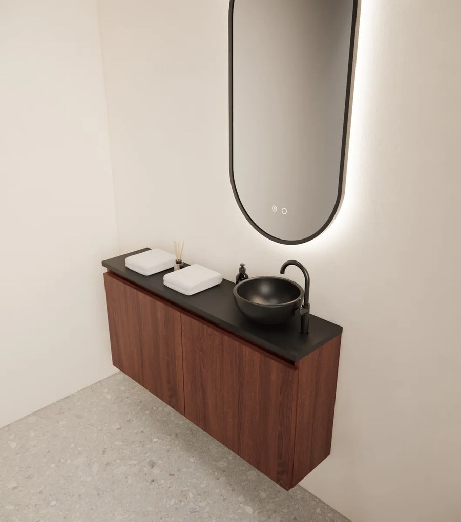 Gliss Design Echo toiletmeubel 100cm choco eiken met toppaneel zwart mat