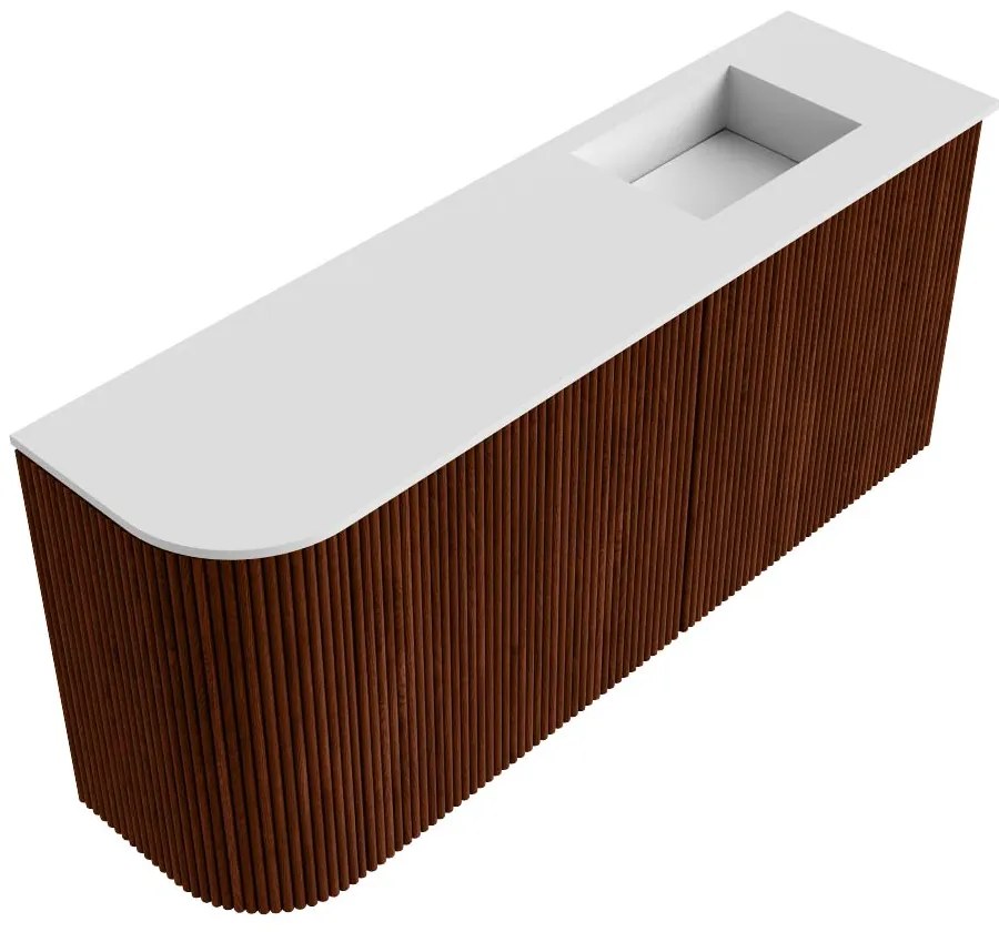 Mondiaz Joya 90cm toiletmeubel ronding links ruby met wastafel faye rechts zonder kraangat talc