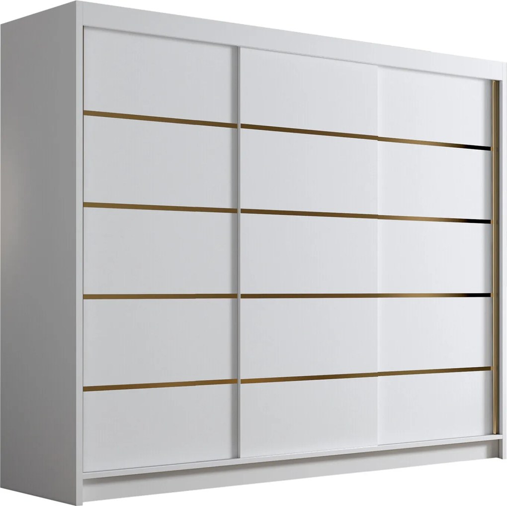 Kledingkast Closico Veltron II, Wit, 215x250x58cm, 192 kg, Kledingkast deuren: Schuivend