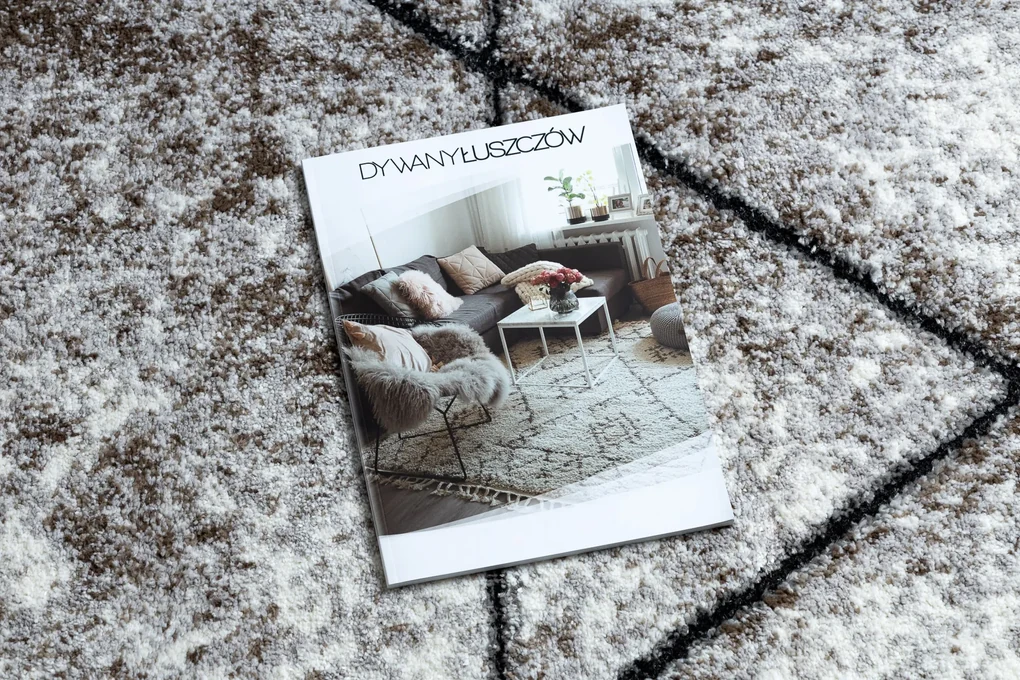 Tapijt modern COZY 8872 Rond ,  Wall, geometrisch , drieho  - Structureel,  twee poolhoogte , bruin