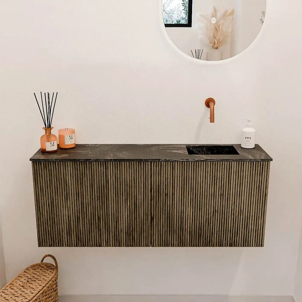 Mondiaz Joya DLux 100cm toiletmeubel dusk met wastafel faye rechts zonder kraangat lava