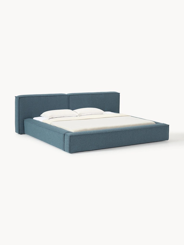 Gestoffeerd bouclé bed Lennon met opbergruimte