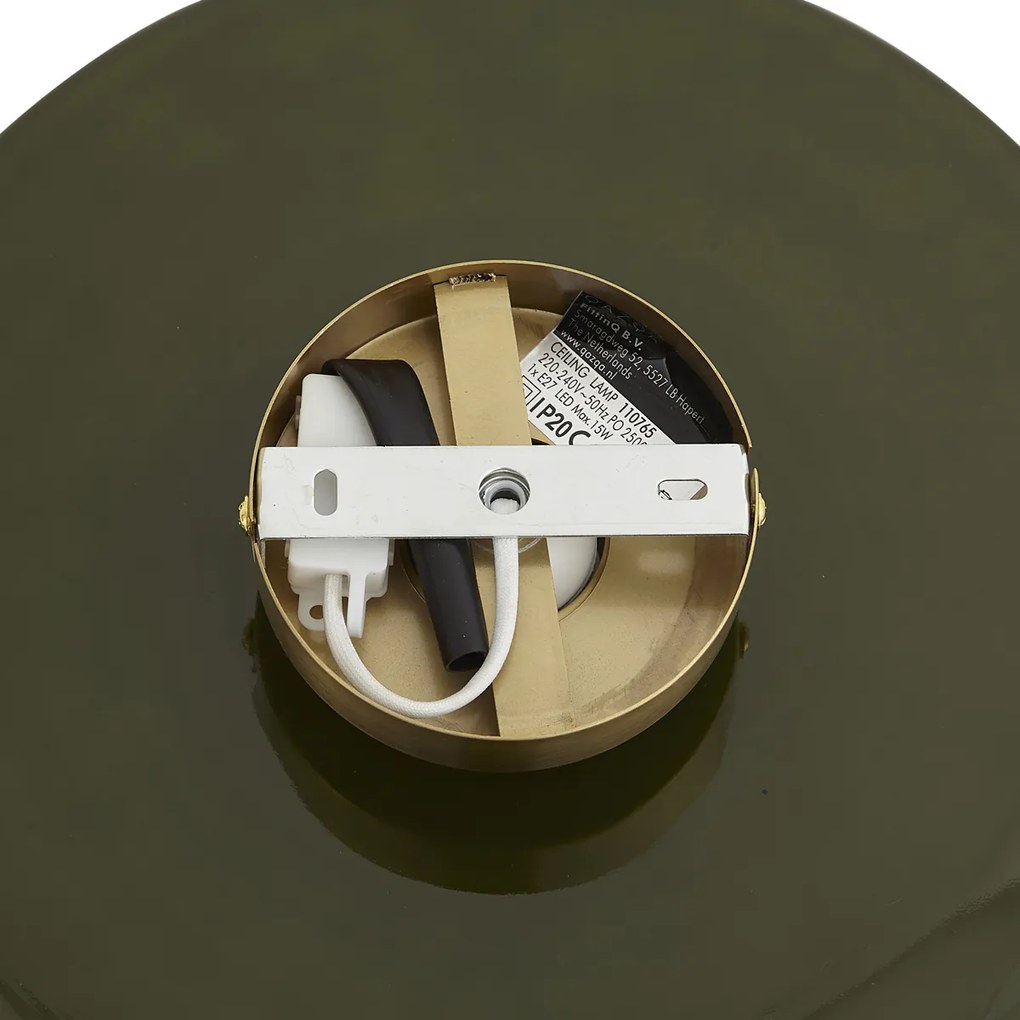 Retro plafondlamp brons met groen glas - Jina