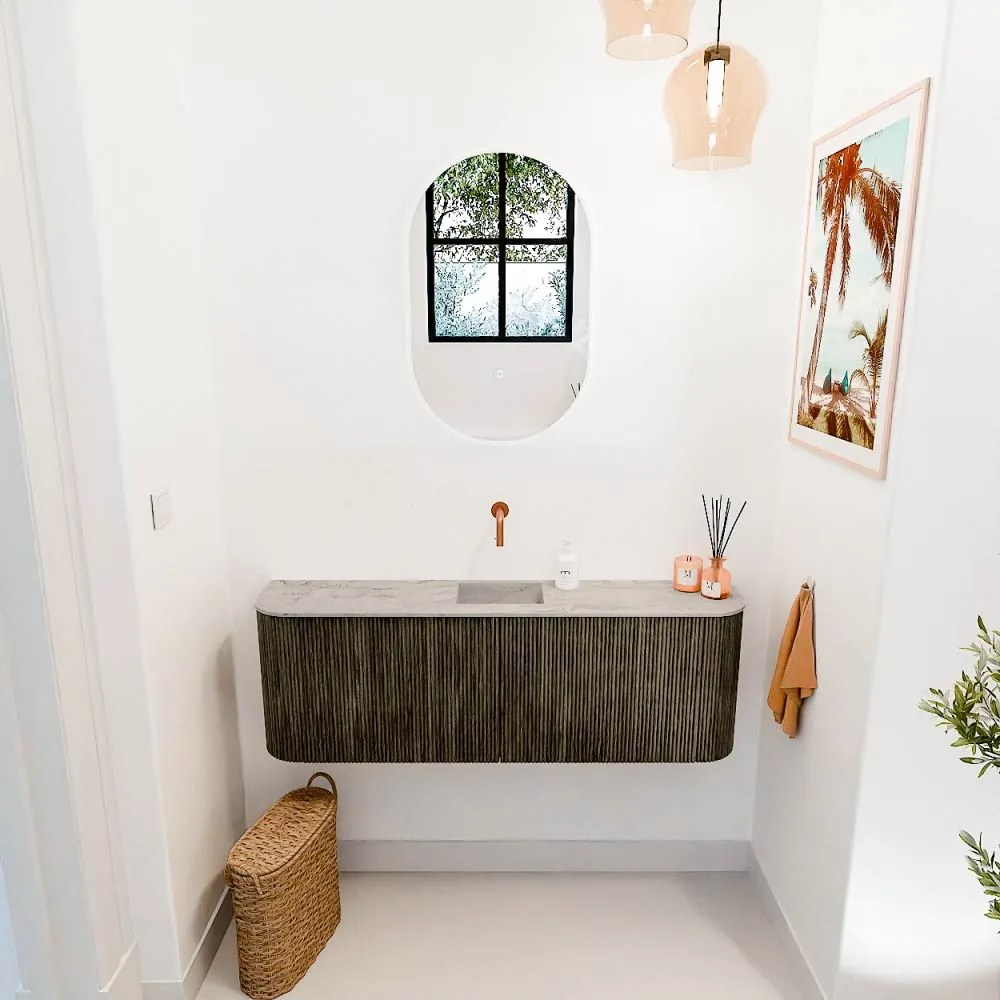 Mondiaz Joya DLux 125cm toiletmeubel ronding links/rechts shadow met wastafel faye midden zonder kraangat glace