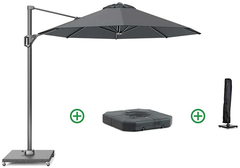 Zweefparasol 3mØ T1 (incl.voet + hoes) antracite Grijs-antraciet Platinum Voyager