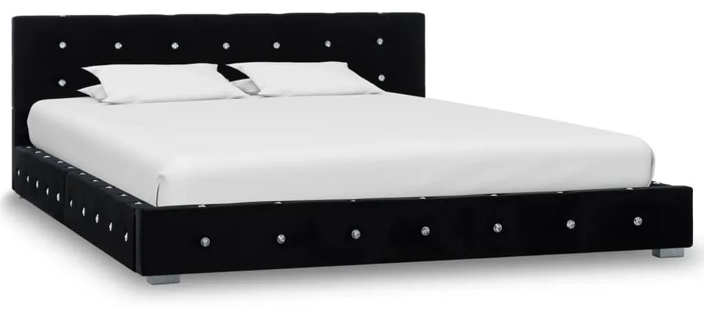 vidaXL Bed met traagschuim matras fluweel zwart 140x200 cm