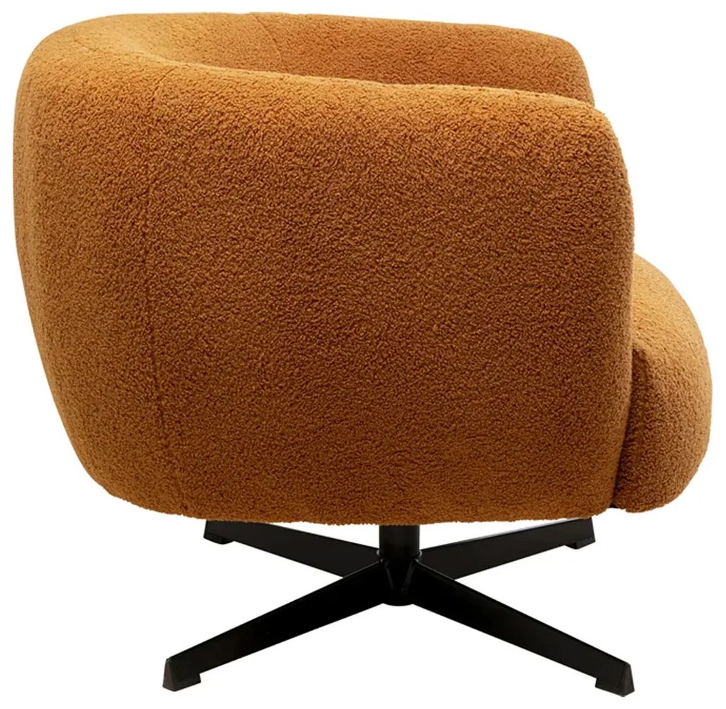 Kare Design Peony Draaibare Fauteuil Zachte Stof Oranjebruin